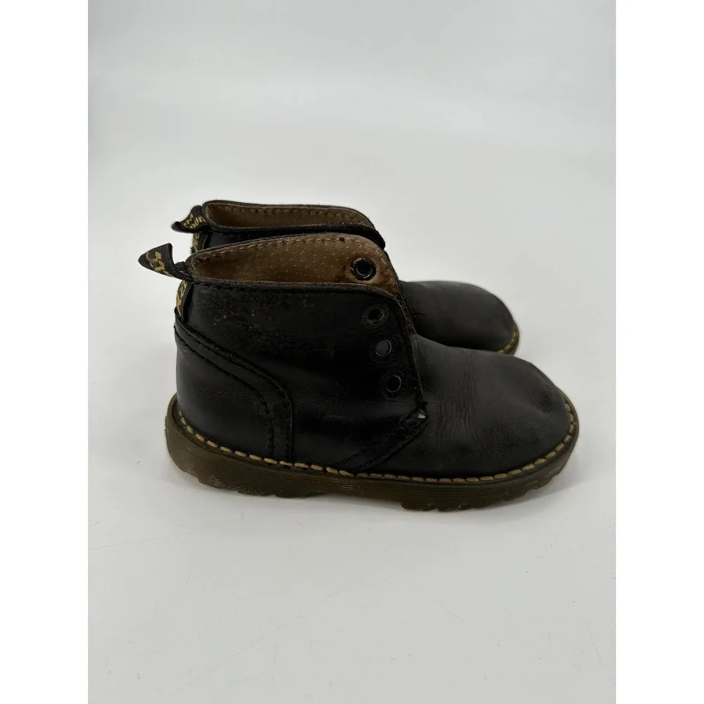 VTG Dr Martens 6453 AirWair Black Leather Ankle Boots Kids‎ Sz 9 Made in England